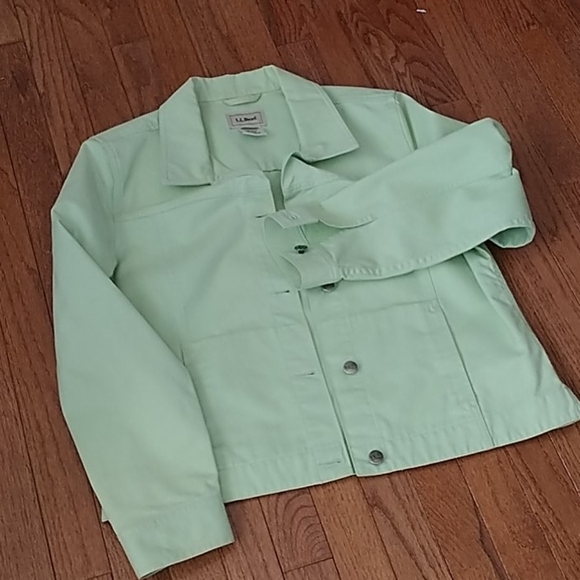L.L.Bean Light Green Jean Jacket M - Picture 5 of 10